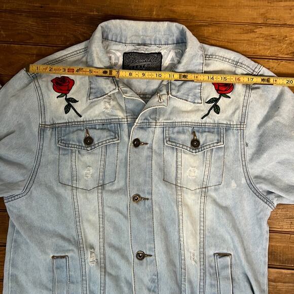 Vintage Brooklyn Cloth Y2K distressed denim jean jacket dragon savag size xl - Picture 6 of 7